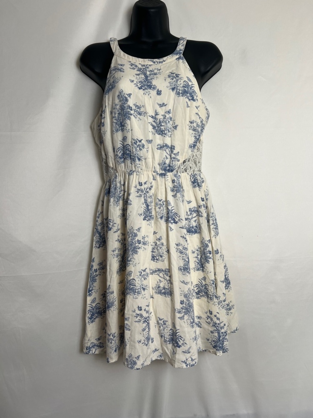 Disney Cream and Blue Floral Halter Mini Dress